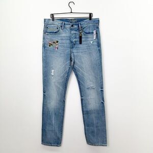 Prps Men’s Demon Peony Floral Embroidery Straight Leg Slim Fit Jean